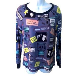 THE OFFICE LIGHTWEIGHT SWEATER TOP • DUNDER MIFFLIN LOGOS • Sz S
